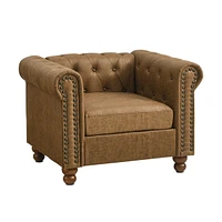 Chesterfield Fabric Sofa, Large-Brown