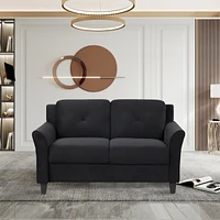 Fashionable Living Room Sofa With Double Seats, Black Fabric