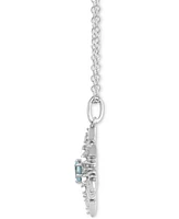 Swiss Blue Topaz (1/2 ct. t.w.) & Diamond (1/10 ct. t.w.) Elsa Snowflake Pendant Necklace in Sterling Silver, 16" + 2" extender