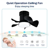 Matte Black Remote Ceiling Fan with Led Light