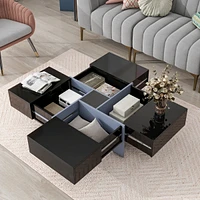 Streamdale Furniture Modern Square Coffee Table with Hidden Storage and Extendable Tabletop