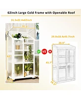 Streamdale Furniture 62" Height Wood Largehouse Balcony Portable Cold Frame With Wheels And Adjustable Shelves