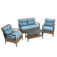 Streamdale Furniture Outdoor Rattan Wicker Sectional Sofa Set with Cushion