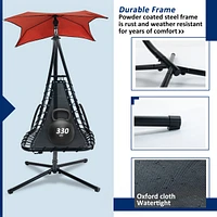 Outdoor Swing Chaise Lounger with Canopy & Stand