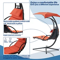 Outdoor Swing Chaise Lounger with Canopy & Stand
