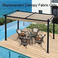 10x10 Ft Khaki Retractable Pergola Canopy