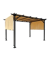 Simplie Fun 9.5x12FT Retractable Canopy Pergola for Outdoor Spaces