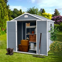 Streamdale Furniture 8x6FT Resin Outdoor Storage Shed Kit-Perfect To Store Patio Furniture, Grey