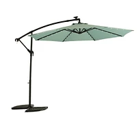 Simplie Fun 10FT Solar Led Offset Hanging Market Patio Umbrella (Light Green)