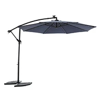 Streamdale Furniture 10FT Solar Led Offset Hanging Market Patio Umbrella (Navy Blue)