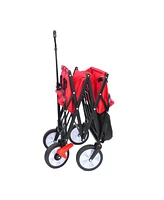 Streamdale Furniture Folding Station Wagon Garden Shopping Atv With Back Frame And Retractable Handle