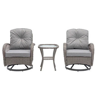 Streamdale Furniture 3-Piece Outdoor Swivel Rocker Patio Set, Grey