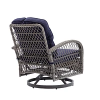 Streamdale Furniture Navy Blue Outdoor Swivel Rocker Chair Set with Cushions