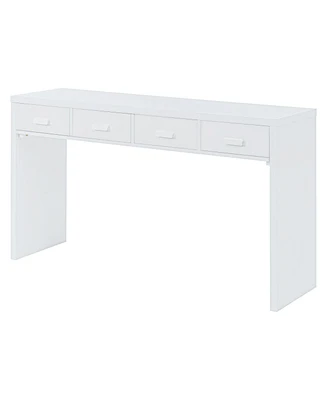 Simplie Fun White Modern Minimalist Console Table With Drawers and Metal Handles