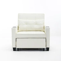White leather convertible futon chair bed with Usb ports