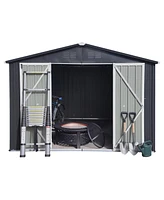 Streamdale Furniture Metal Garden Sheds 6FTx8FT Outdoor Storage Sheds Dark-Grey