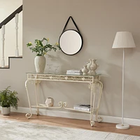 Elegant Glass and Metal Entryway Table with Storage