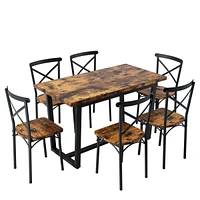 Simplie Fun 7-Piece Dining Set for Kitchen and Living Room