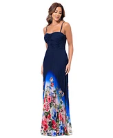 Xscape Women's Sunburst Floral-Ombre Long Dress