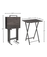 Simplie Fun Rustic Grey Folding Table Set with Storage Stand