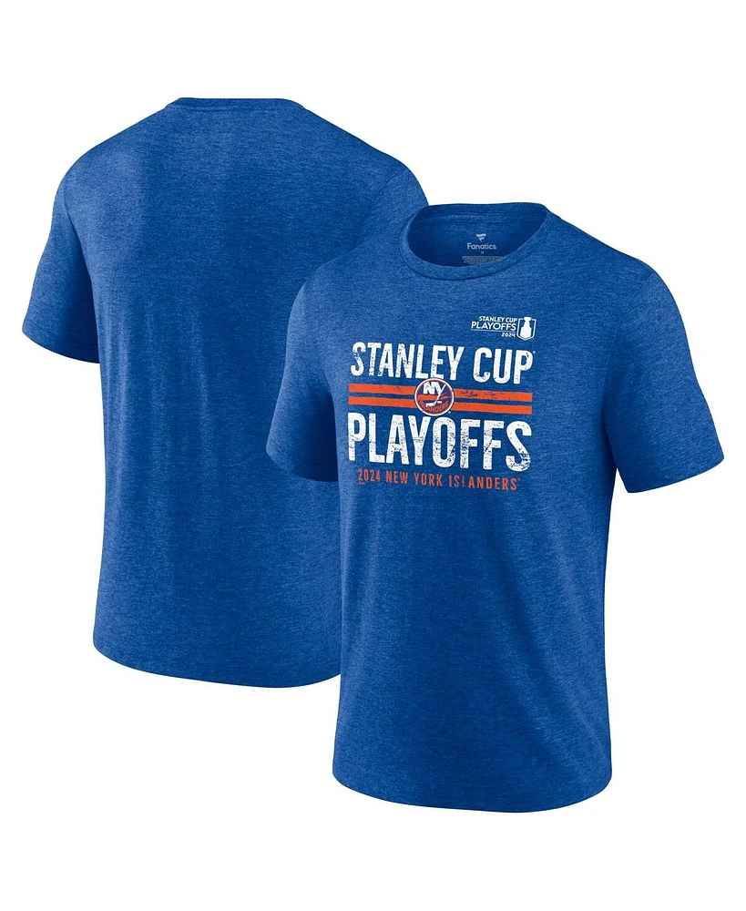 Fanatics Men's Heather Royal New York Islanders 2024 Stanley Cup Playoffs Crossbar Tri-Blend T-Shirt