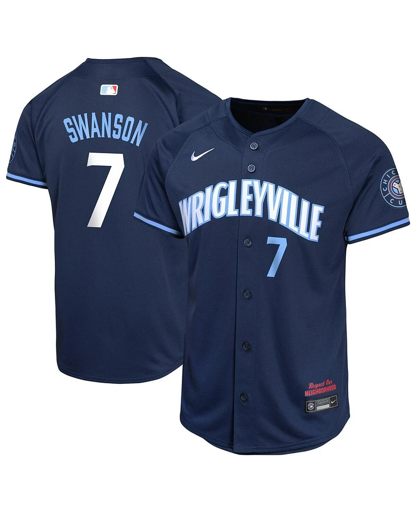 Nike Big Boys and Girls Dansby Swanson Navy Chicago Cubs City Connect Limited Player Jersey