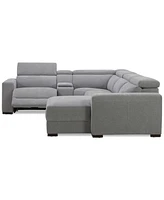Nevio -Pc. Fabric Power Headrest Sectional and Chaise with 1 Motion Chair