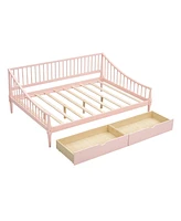 Simplie Fun Full Size Daybed With Two Storage Drawers And Support Legs, White