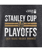 Fanatics Men's Heather Charcoal Vegas Golden Knights 2024 Stanley Cup Playoffs Crossbar Tri-Blend T-Shirt