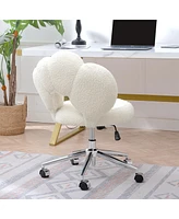 Simplie Fun 360 Swivel Height Adjustable, Swivel Chair, Teddy Fabric, Home Office Chair