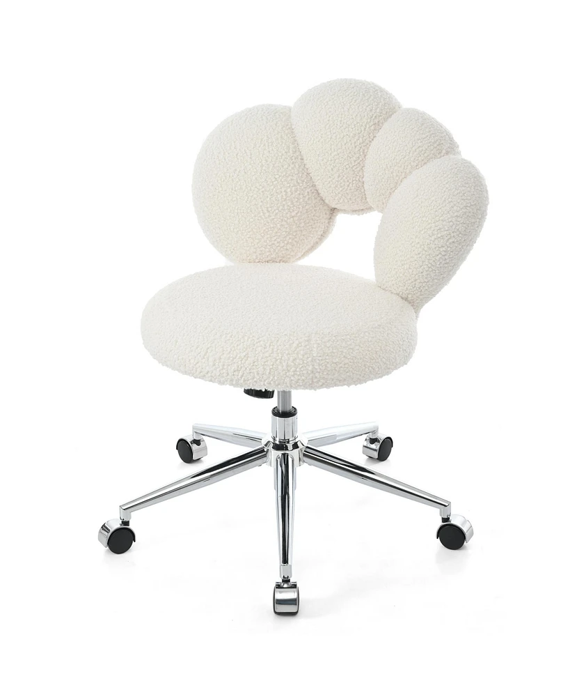 Simplie Fun 360 Swivel Height Adjustable, Swivel Chair, Teddy Fabric, Home Office Chair