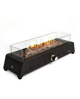 Streamdale Furniture 28" Portable Propane Fire Pit with Glass Wind Guard