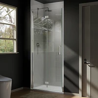 Streamdale Furniture 34 To 35-3/8 In. W X 72 In. H Bi-Fold Semi-Frameless Shower Doors In Chrome With Clear Glass