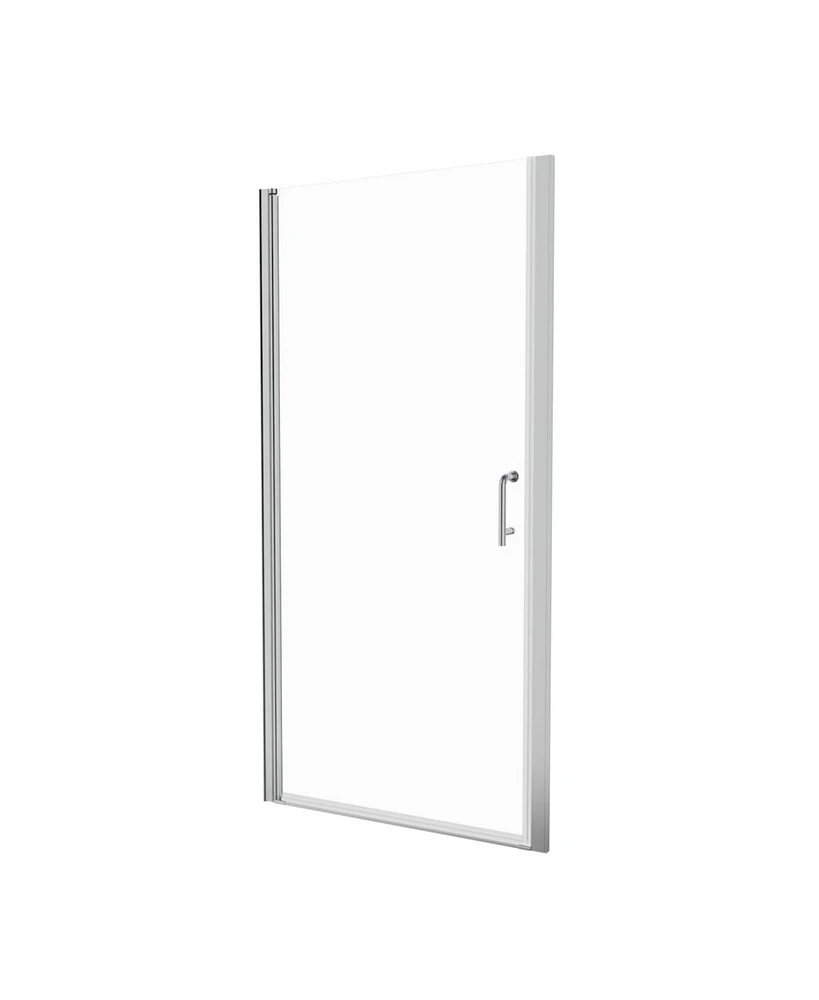 Simplie Fun 36 In. To 37-3/8 In. X 72 In Semi-Frameless Pivot Shower Door In Chrome With Clear Glass