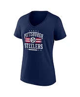 Fanatics Women's Navy Pittsburgh Steelers Americana V-Neck T-Shirt