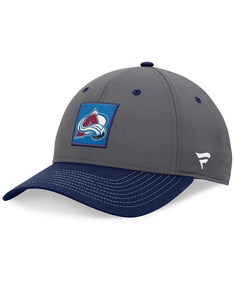 Fanatics Men's Gray/Navy Colorado Avalanche 2024 Stanley Cup Playoffs Locker Room Adjustable Hat