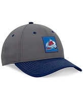 Fanatics Men's Gray/Navy Colorado Avalanche 2024 Stanley Cup Playoffs Locker Room Adjustable Hat