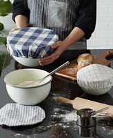 Design Imports Cloth Bowl Cover Collection Machine Washable, Cotton with Elastic Stretch for Food Storage, 10.25"/8.25"/7.5" Diameter, Farmhouse Plaid