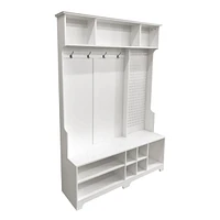 White Hall Tree with Shoe Bench and Coat Rack