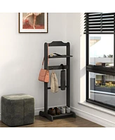 Streamdale Furniture Accent Portable Garment Rack, Clothes Valet Stand With Storage Organizer, Black Finish