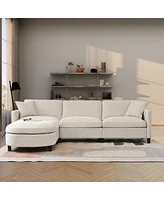 Simplie Fun 107.87'Sectional Sofa Couch With 1 Ottoman