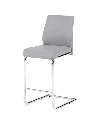 Simplie Fun Modern Grey Pu Leather Bar Chair Set