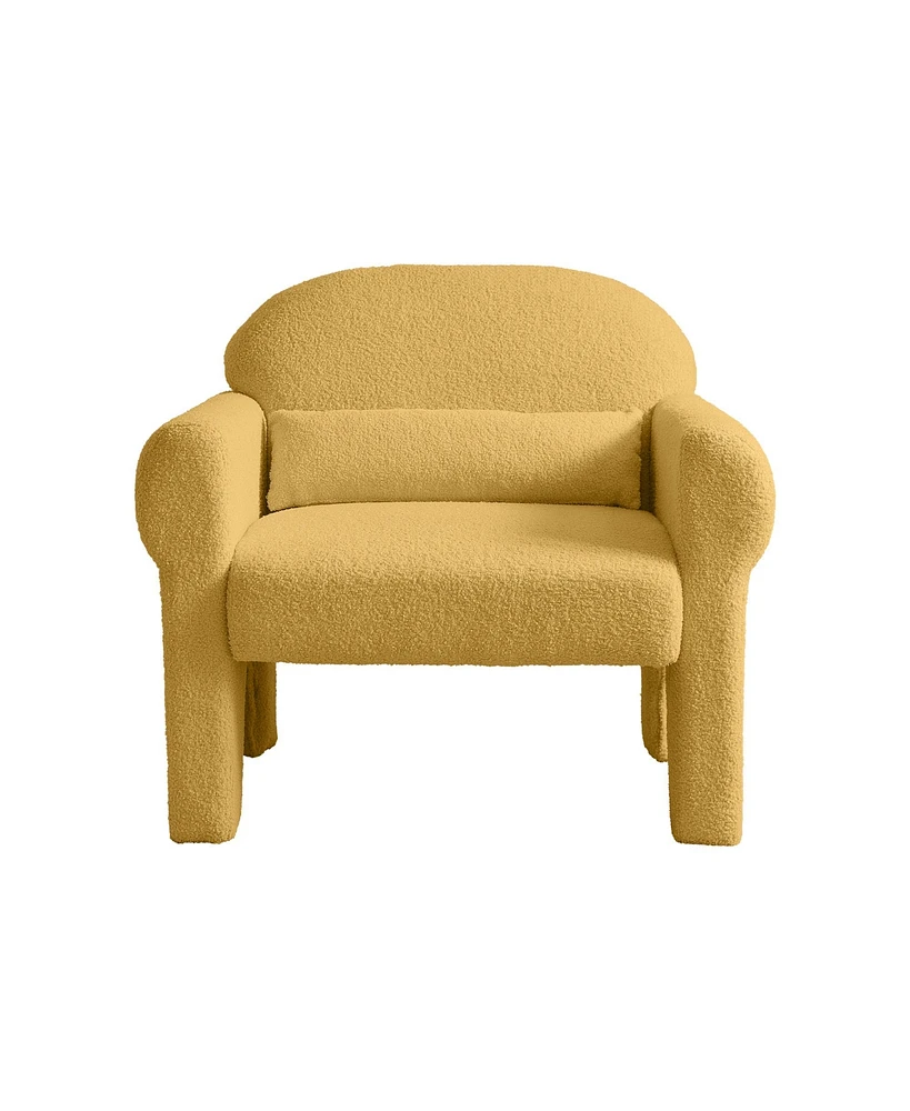 Simplie Fun Modern Boucle Accent Chair With Lumbar Pillow For Living Room