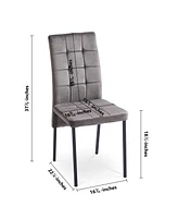 Simplie Fun Grey Velvet High Back Nordic Dining Chair Modern Fabric Chair With Black Legs, Set Of 2