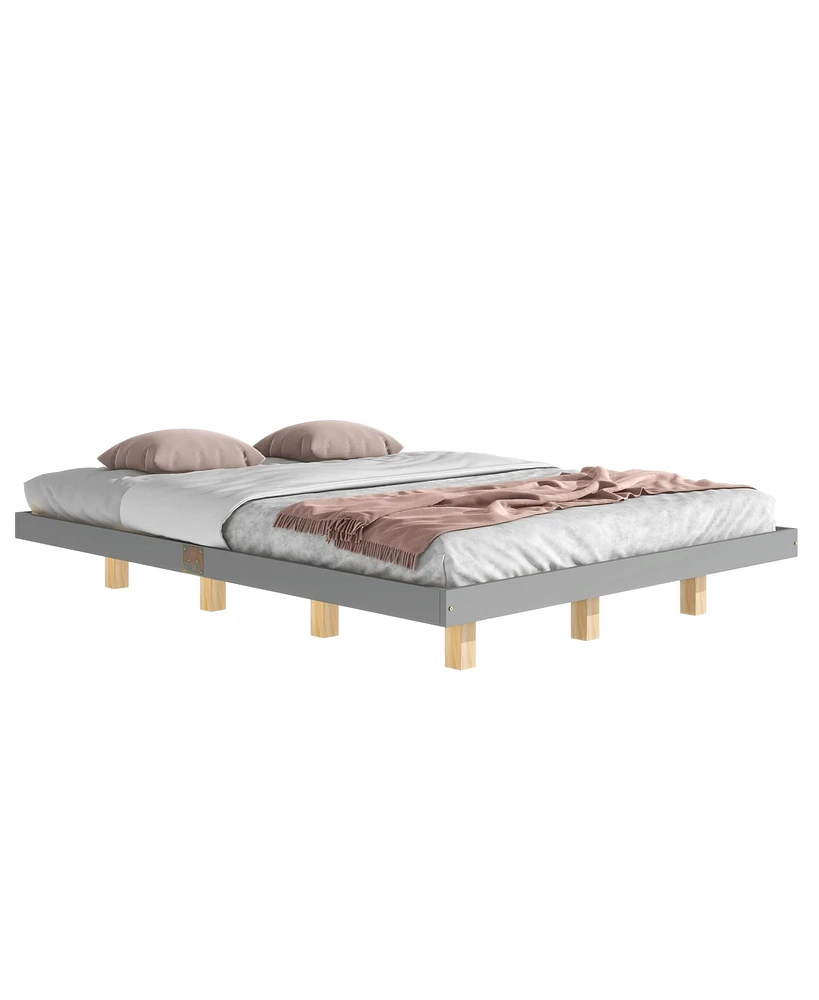 Streamdale Furniture Modern Grey Queen Size Bed with Led Lights