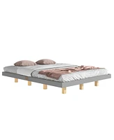 Simplie Fun Modern Grey Queen Size Bed with Led Lights