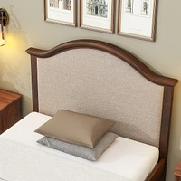 Streamdale Furniture Twin Bed With Upholstered Headboard And Footboard, With Slats, Walnut