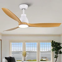 Streamdale Furniture 52 In.Integrated Led Ceiling Fan With Antique Brown Wood Graiin Blade