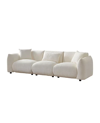 Simplie Fun Mid Century Modern Couch 3-Seater Sofa Upholstered For Living Room, Bedroom, Beige