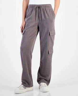 Hippie Rose Juniors' High-Rise Wide-Leg Cargo Sweatpants